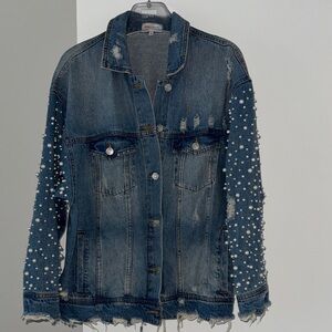 Pearl Embellished Denim Jean Jacket